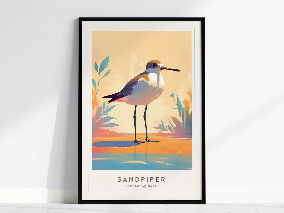 Sandpiper Beach Bird Lover Framed Poster | Audubon Wildlife Wall Art | Island Life Decor Sanderling Ocean Cottage Cozy Print - Swell Scenes