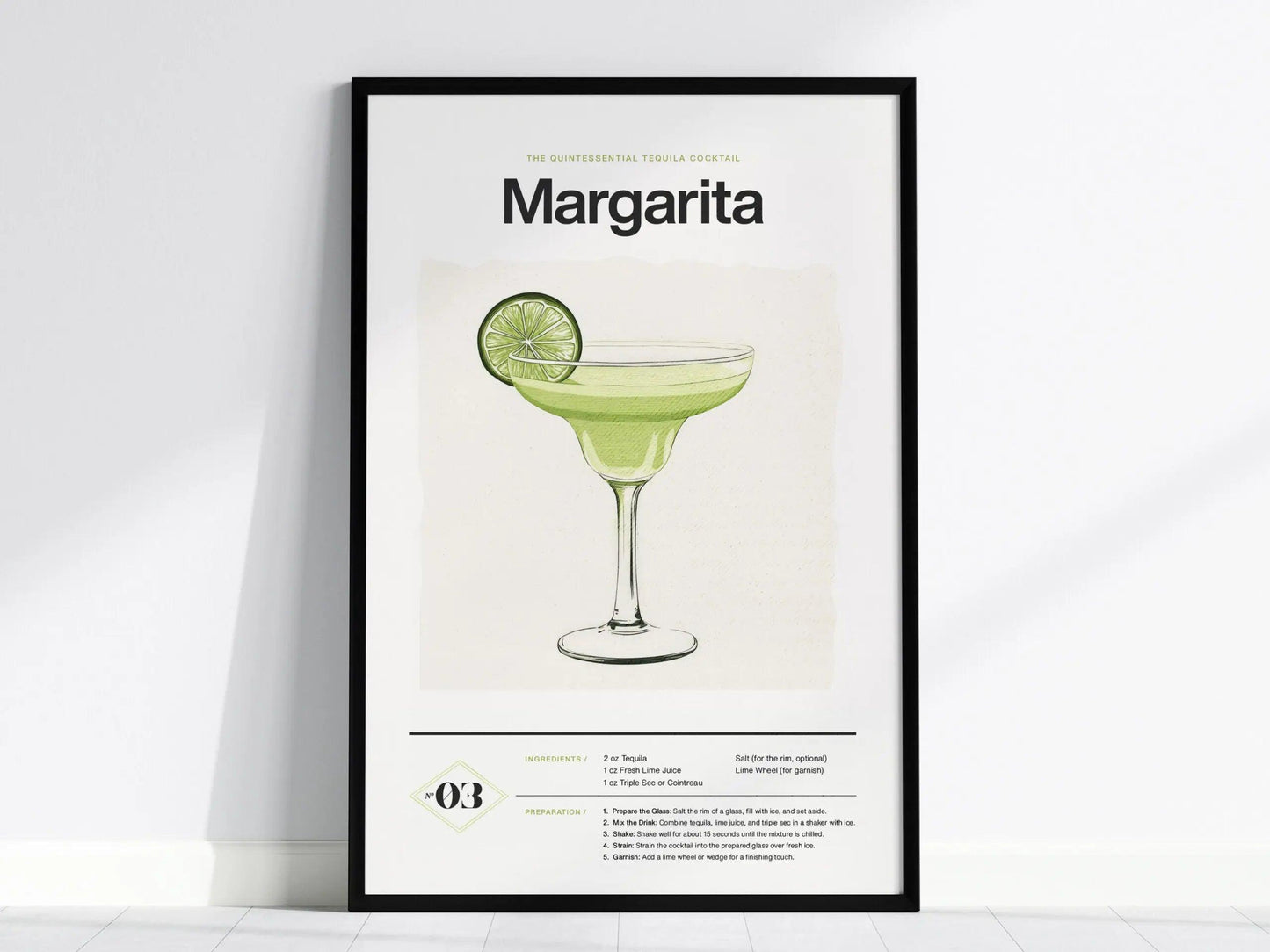 Margarita Cocktail Framed Poster | Classic Tequila Drink Minimalist Design | Margarita Lover Gift | Kitchen Bar Home Decor - Swell Scenes