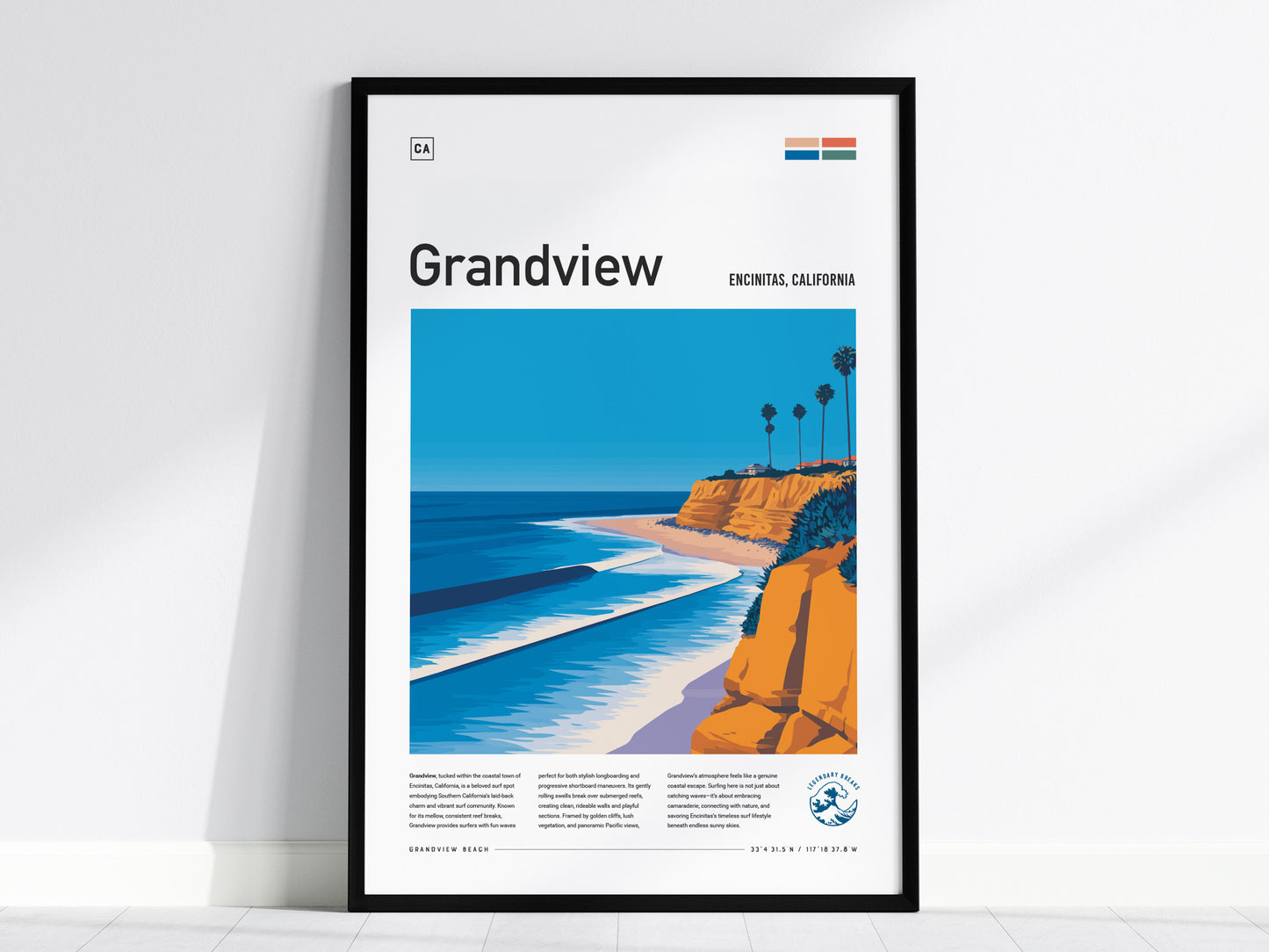 Grandview Surf Spot Encinitas California North County San Diego Beach Wall Art