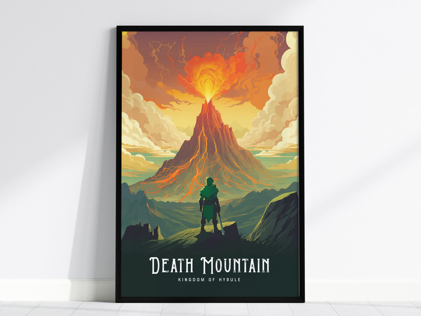 Framed Breath of the Wild wall art featuring Death Mountain scene