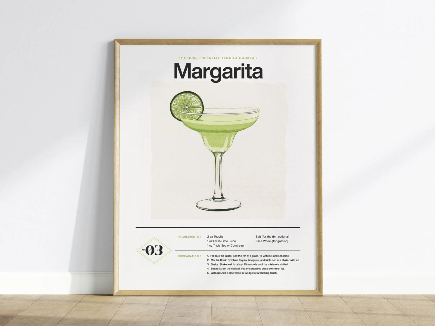 Margarita Cocktail Framed Poster | Classic Tequila Drink Minimalist Design | Margarita Lover Gift | Kitchen Bar Home Decor - Swell Scenes