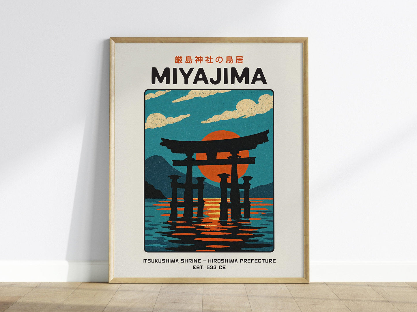 Miyajima Torii Gate Poster – Vintage Japan Travel Wall Art, Itsukushima Shrine Print, Japanese Culture Decor, Framed Coastal Home Wall Decor - Swell Scenes