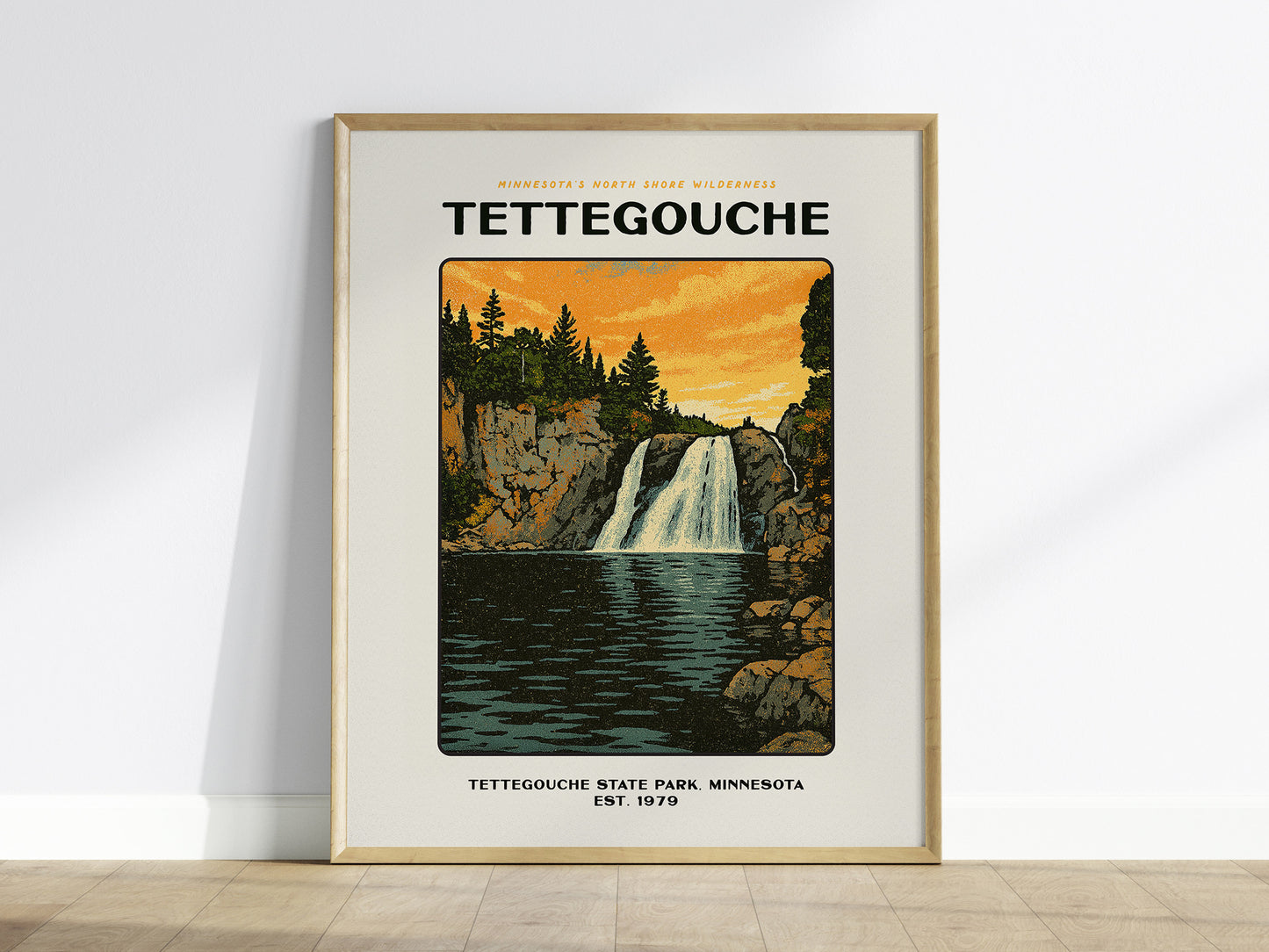 Tettegouche State Park, Minnesota Poster – North Shore Waterfall Art, Available Framed or Unframed, Great Gift for Hikers & Nature Lovers