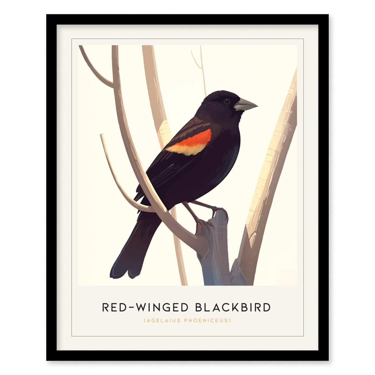 Red-Winged Blackbird Poster | Minimalist Bird Art Print | Perfect for Nature Lovers & Modern Home Decor - Swell Scenes