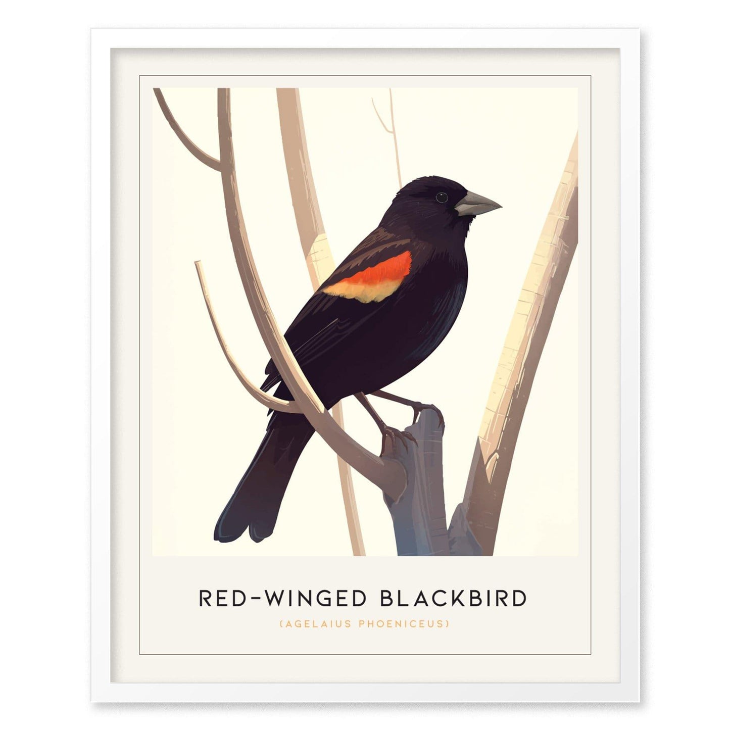 Red-Winged Blackbird Poster | Minimalist Bird Art Print | Perfect for Nature Lovers & Modern Home Decor - Swell Scenes
