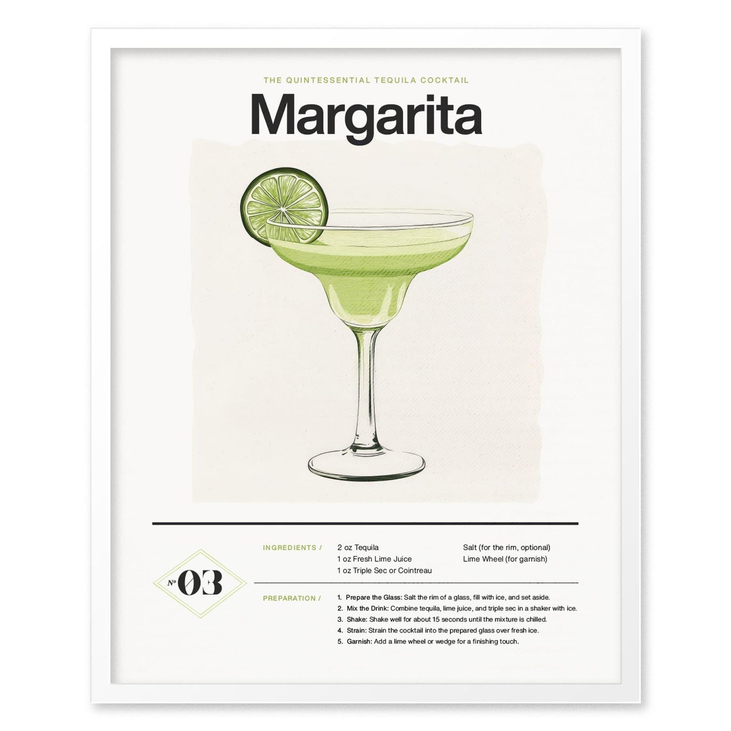 Margarita Cocktail Framed Poster | Classic Tequila Drink Minimalist Design | Margarita Lover Gift | Kitchen Bar Home Decor - Swell Scenes