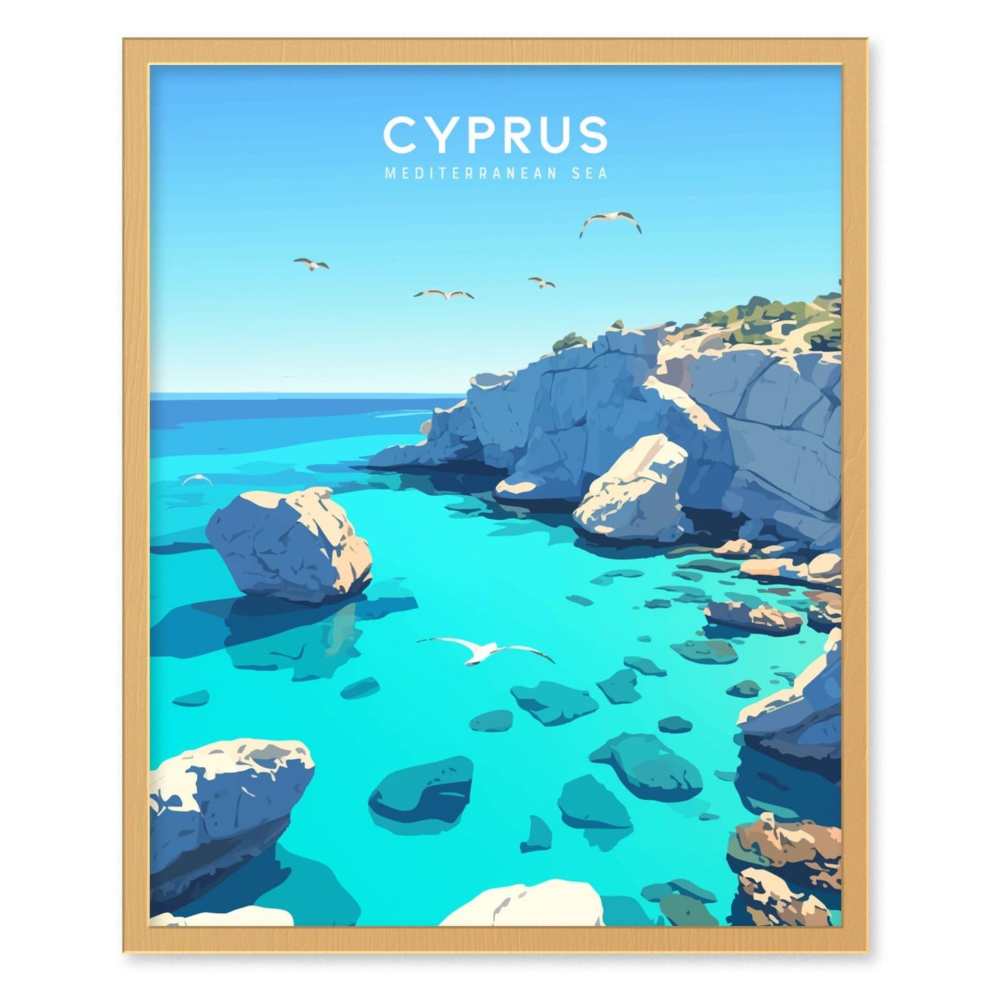 Cyprus Mediterranean Poster | Coastal Cliff Art Print | Perfect for Vacation Homes & Modern Decor - Swell Scenes