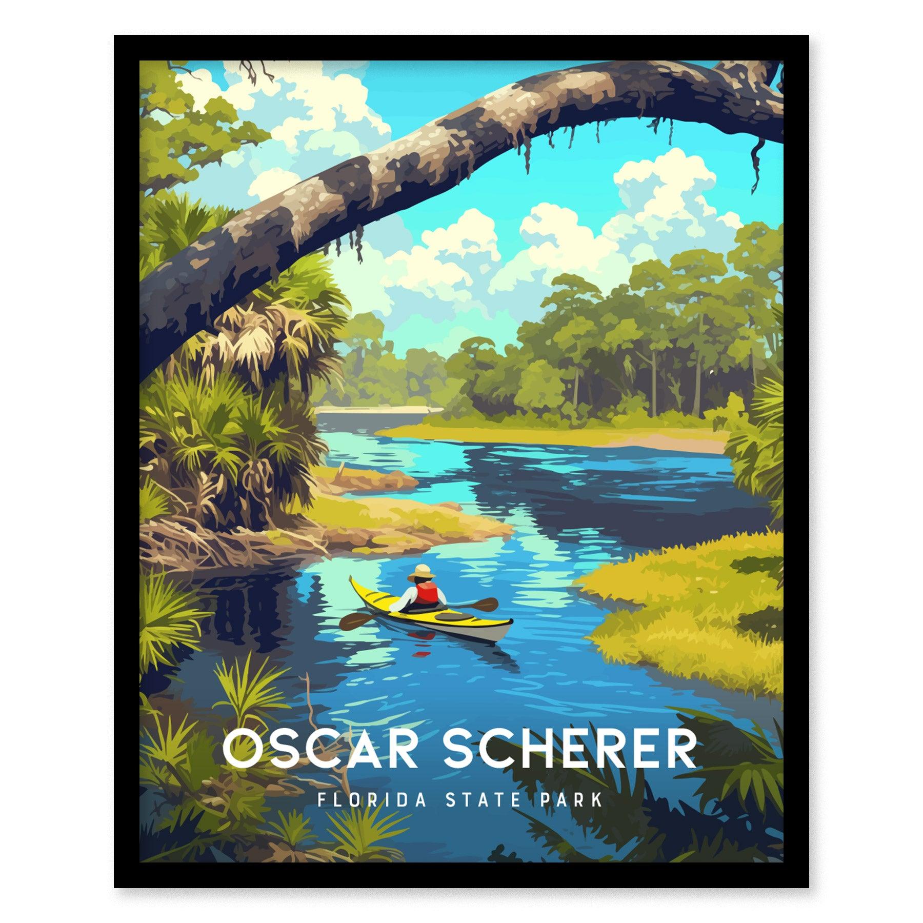 Oscar Scherer State Park Framed Poster | Florida Scrub-Jay Wildlife Nature Wall Art | Sarasota Osprey Camping Kayak Vintage Travel Print - Swell Scenes