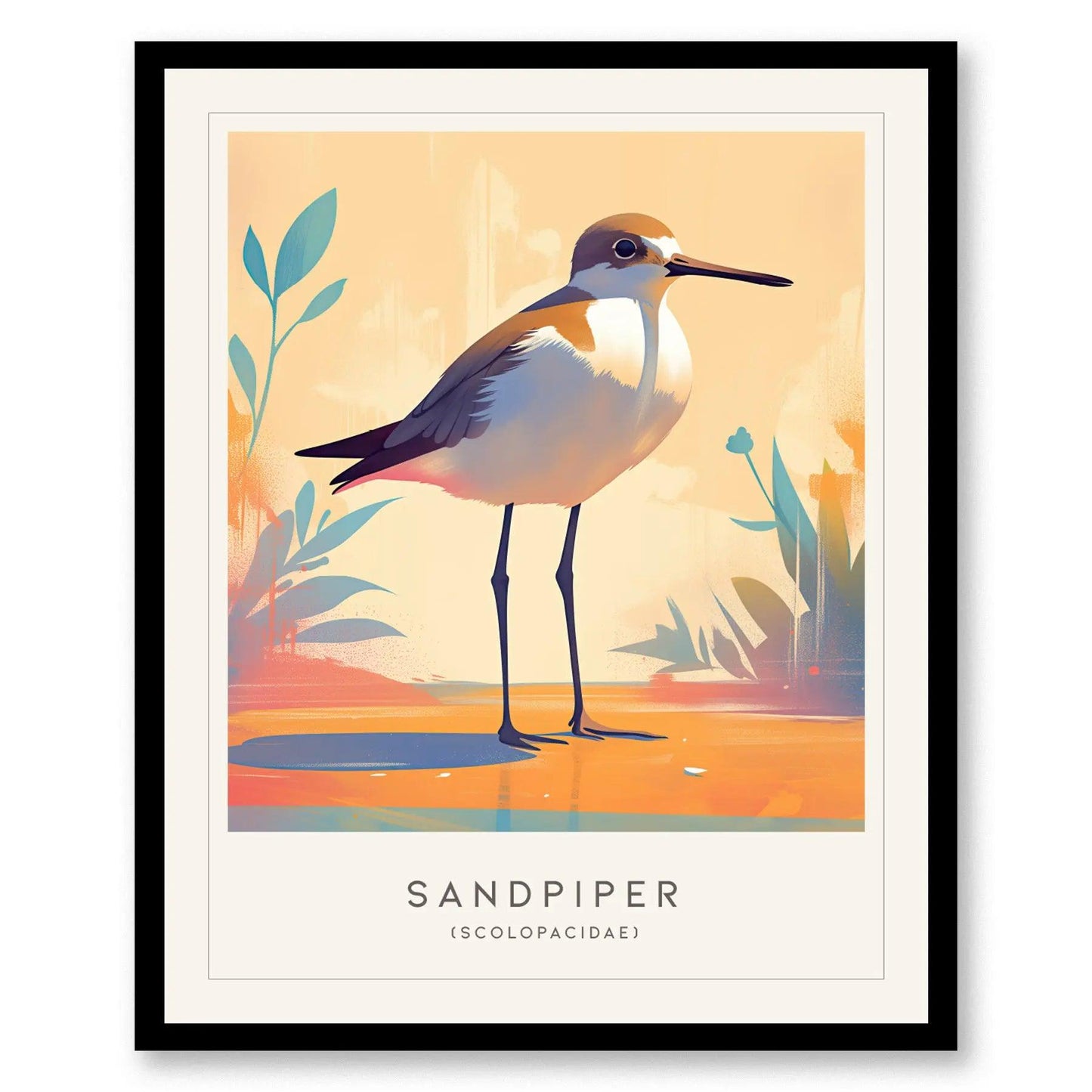 Sandpiper Beach Bird Lover Framed Poster | Audubon Wildlife Wall Art | Island Life Decor Sanderling Ocean Cottage Cozy Print - Swell Scenes