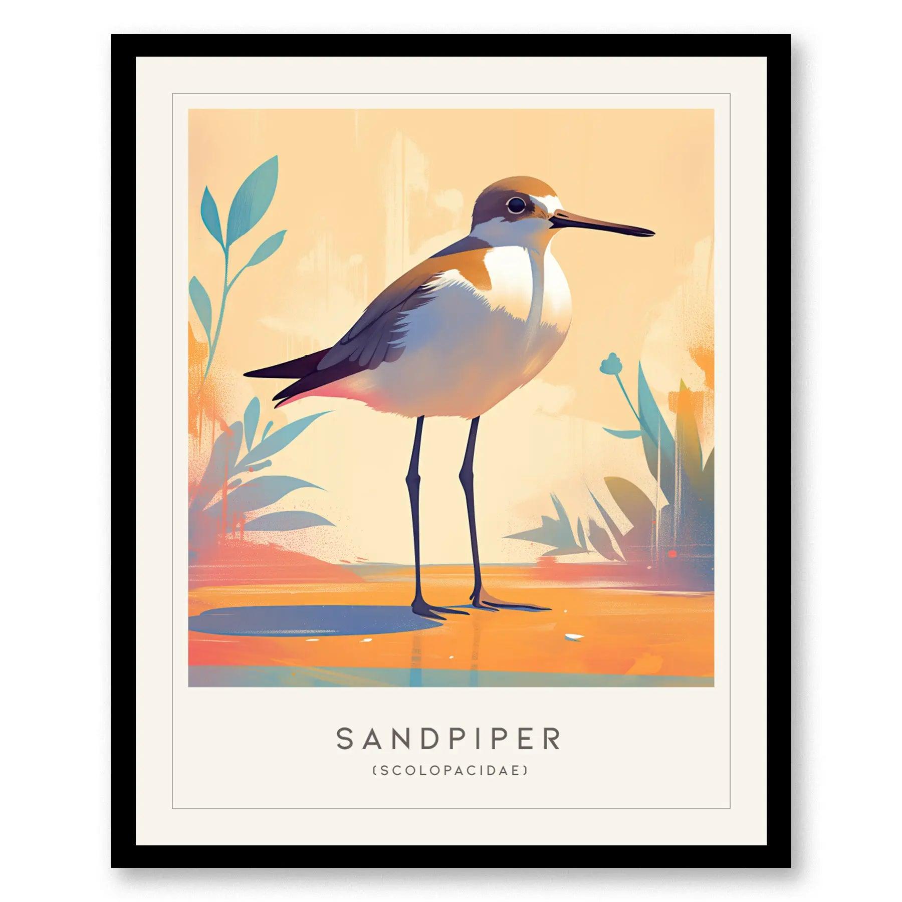 Sandpiper Beach Bird Lover Framed Poster | Audubon Wildlife Wall Art | Island Life Decor Sanderling Ocean Cottage Cozy Print - Swell Scenes