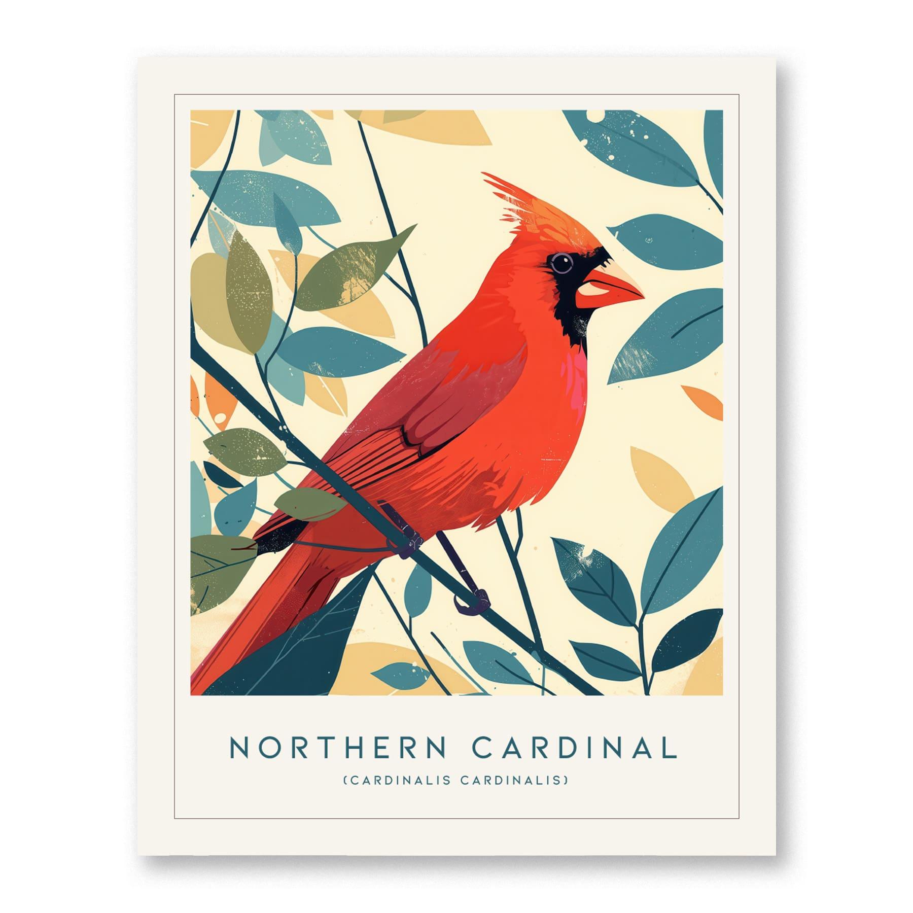 Red Northern Cardinal Bird Lover Modern Framed Wall Art | Cottagecore Minimalist Nature Wildlife Poster | Songbird Audubon Scientific Farm House Decor - Swell Scenes