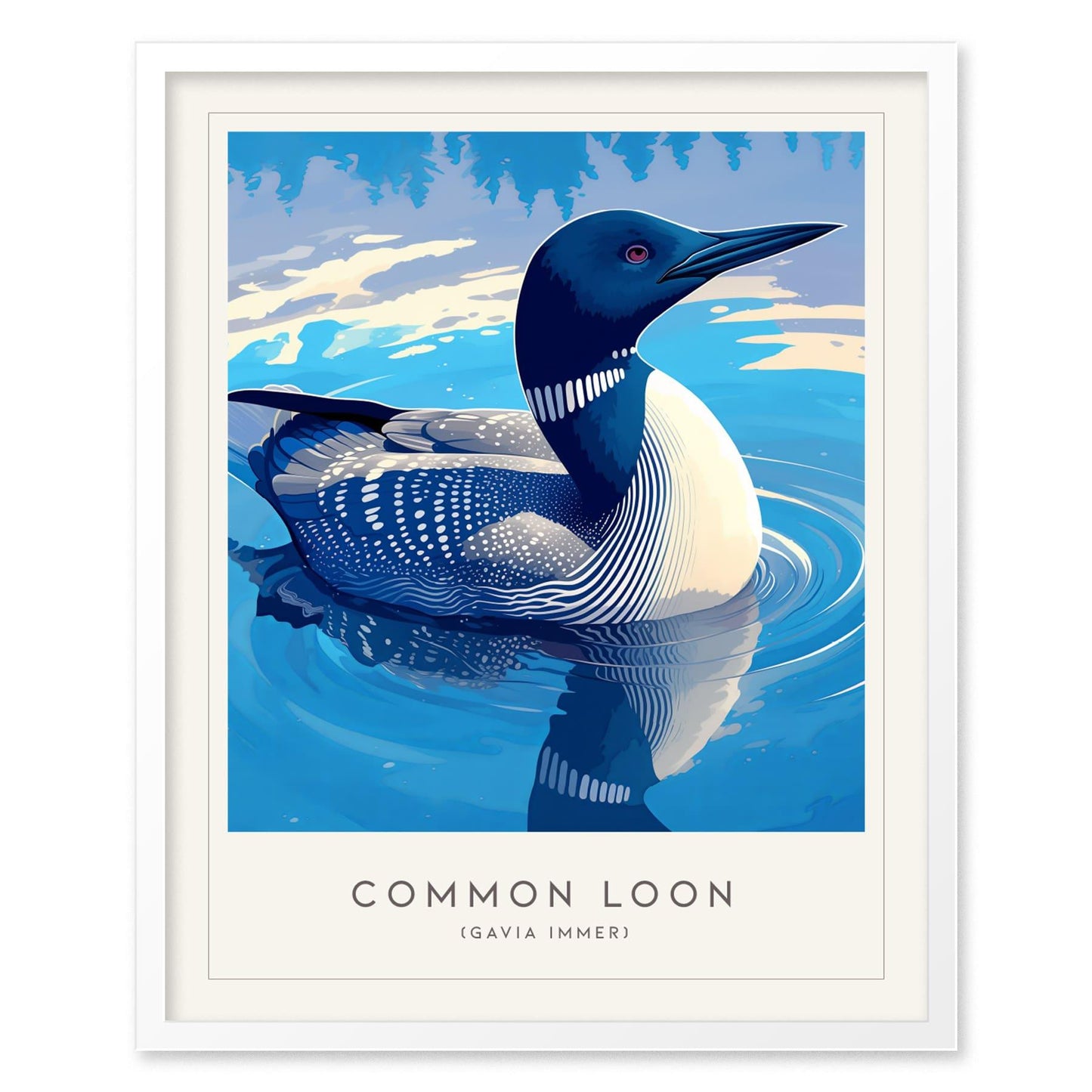 Common Loon Minnesota State Bird Framed Poster | Elegant Waterbird Wall Art Print | Birdwatcher Nature Fan Birding Home Decor Gift - Swell Scenes