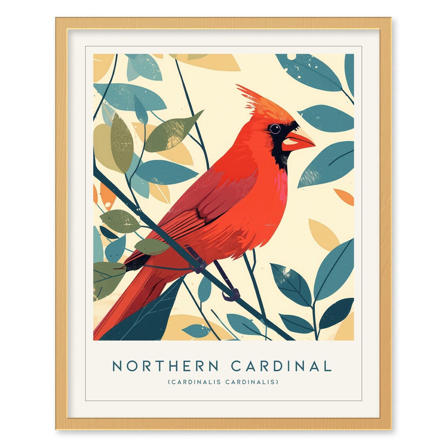 Red Northern Cardinal Bird Lover Modern Framed Wall Art | Cottagecore Minimalist Nature Wildlife Poster | Songbird Audubon Scientific Farm House Decor - Swell Scenes