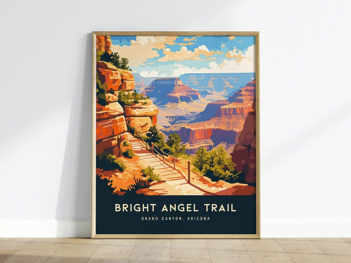 Bright Angel Trail, Grand Canyon National Park, Arizona - Wall Art Poster Design Travel Print Hiker Backpacker Adventure Gift - Swell Scenes