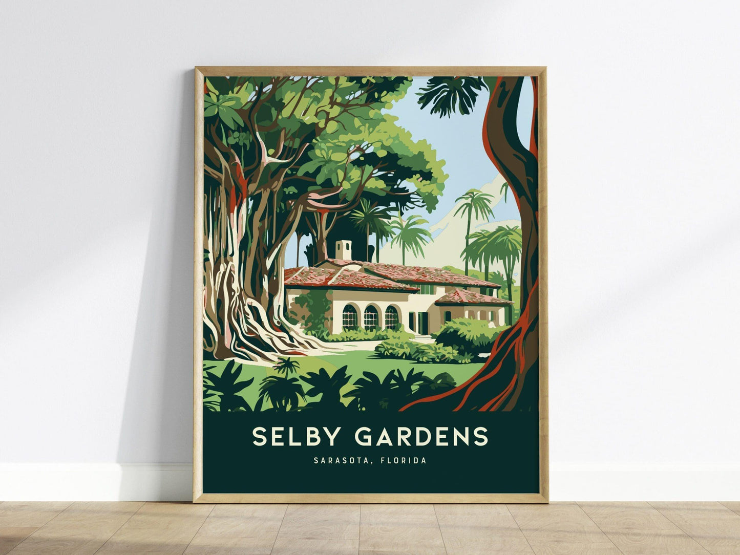 Selby Gardens, Sarasota, Florida - Wall Art Framed Poster Design Travel Vacation Print Botanical Gardener Home Decor Gift Collection Set - Swell Scenes