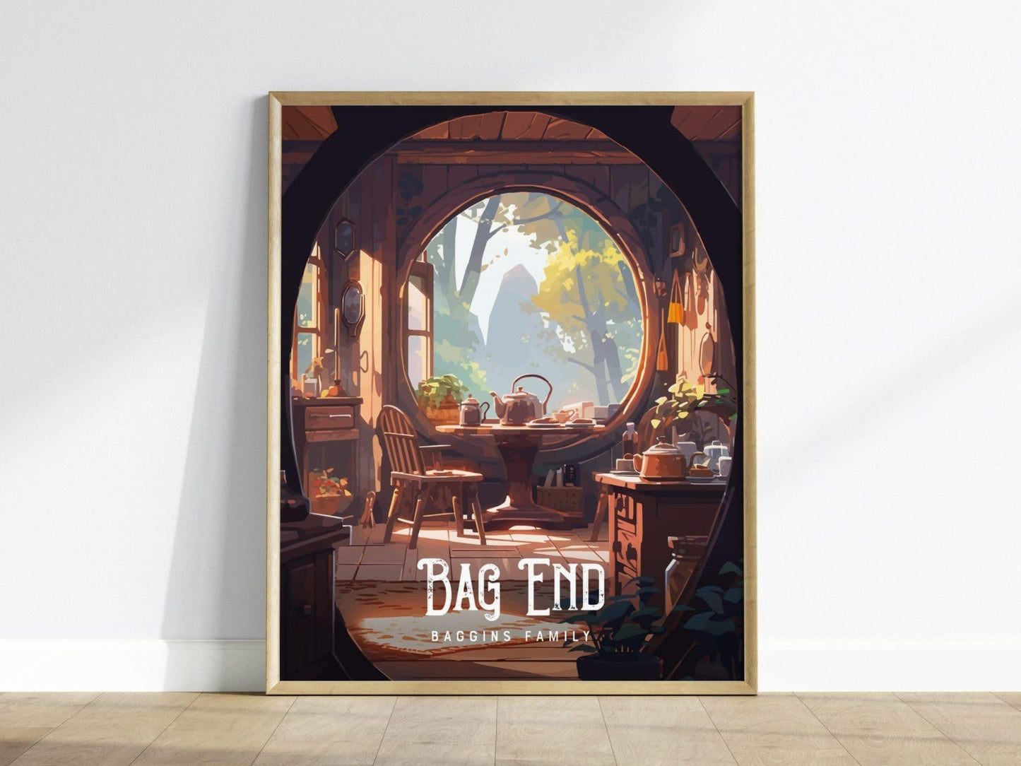 Bag End Shire Framed Wall Art | Lord Of The Rings Poster Design | Hobbit House Middle Earth Print | Tolkien Set Cottagecore LOTR Home Decor - Swell Scenes