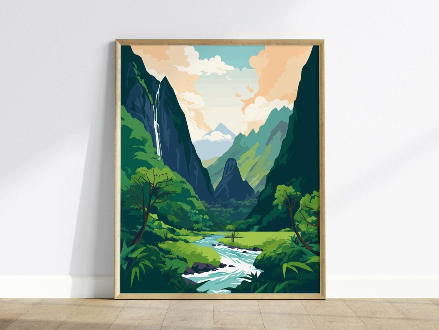 Iao Valley Needle, Maui, Hawaii (No Text) - Wall Art Poster Design Travel Rainforest Tropical Hawaiian Wailuku Print Gift Collection Set - Swell Scenes