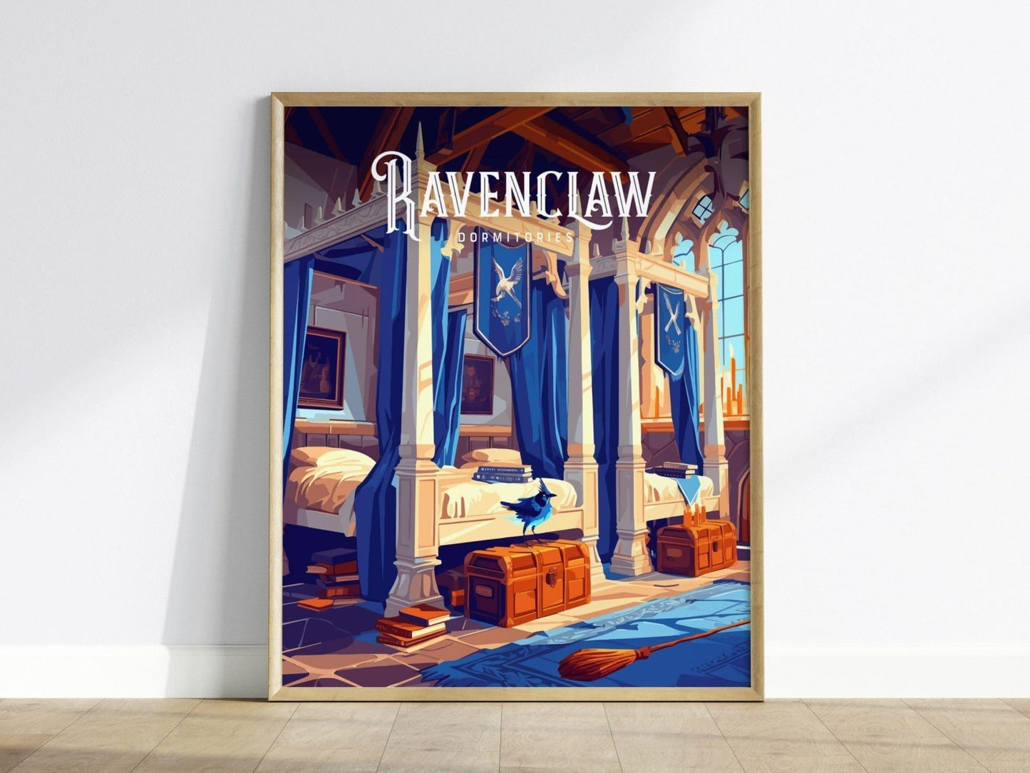 Ravenclaw Dormitories, Hogwarts Castle, Harry Potter Framed Wall Art | Dorm Poster Print Dark Academia Witchy Wiccan Home Decor Gift Set - Swell Scenes