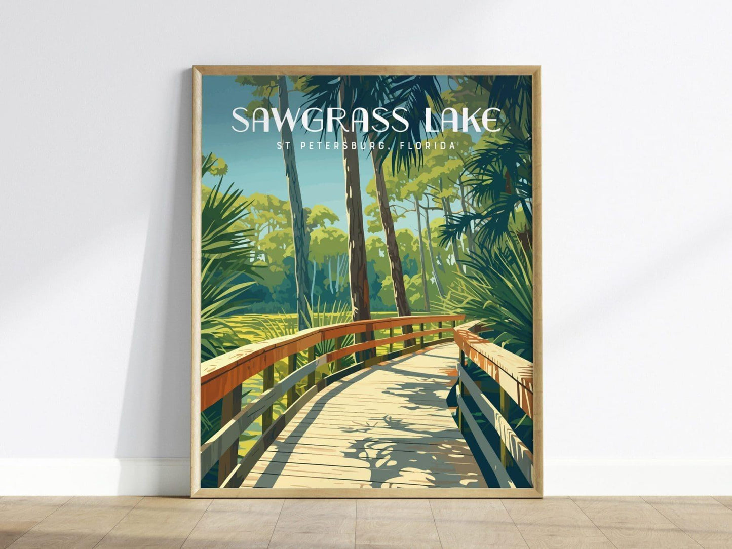 Sawgrasss Lake Park, St. Petersburg, Florida Framed Wall Art, St Pete Maple Swamp Nature Poster Design Travel Print Gulf Home Decor Set - Swell Scenes