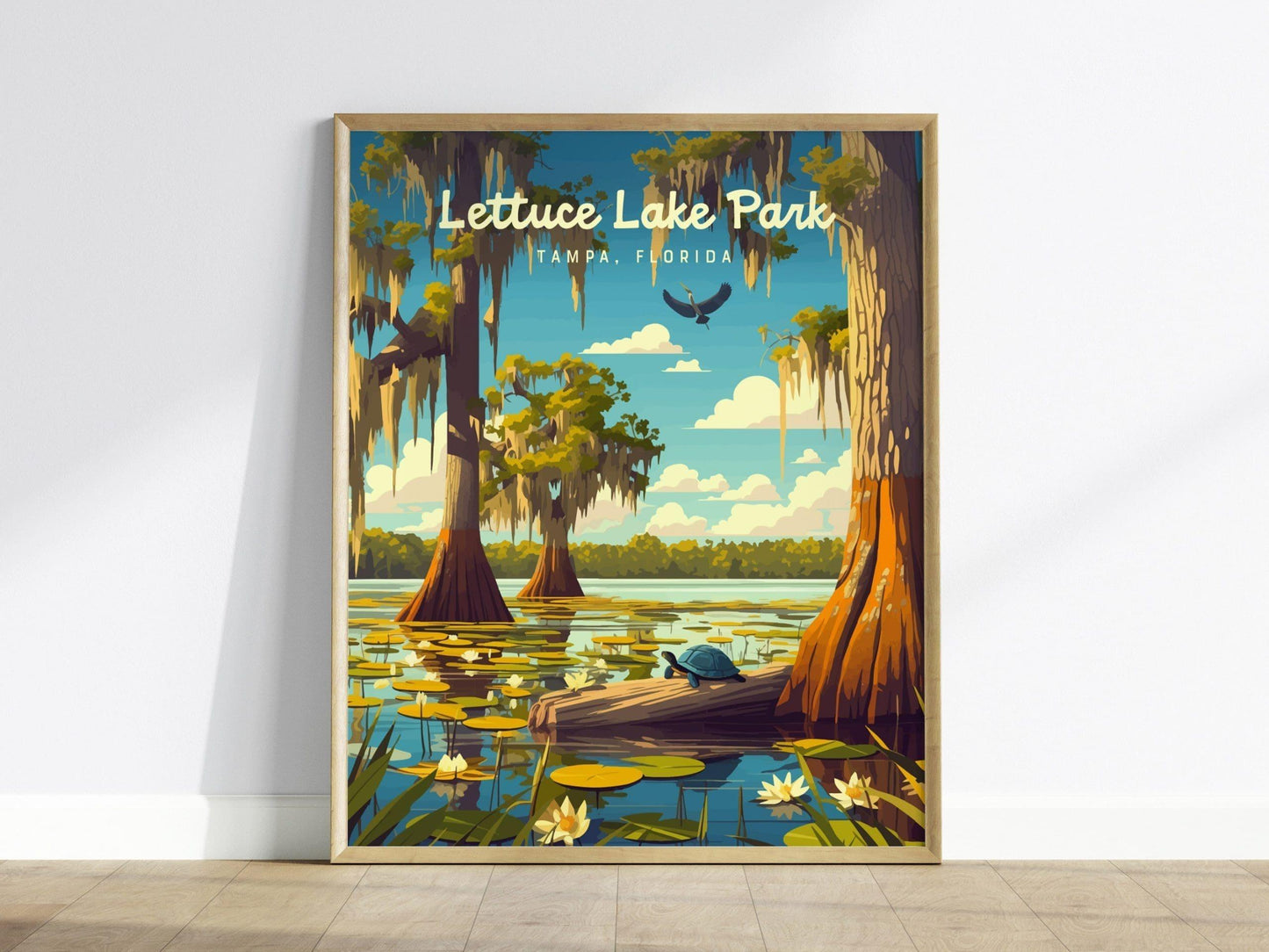 Lettuce Lake Park, Tampa, Florida Framed Wall Art, Hillsborough River Nature Conservation Poster Design Travel Print Cypress Home Decor Set - Swell Scenes