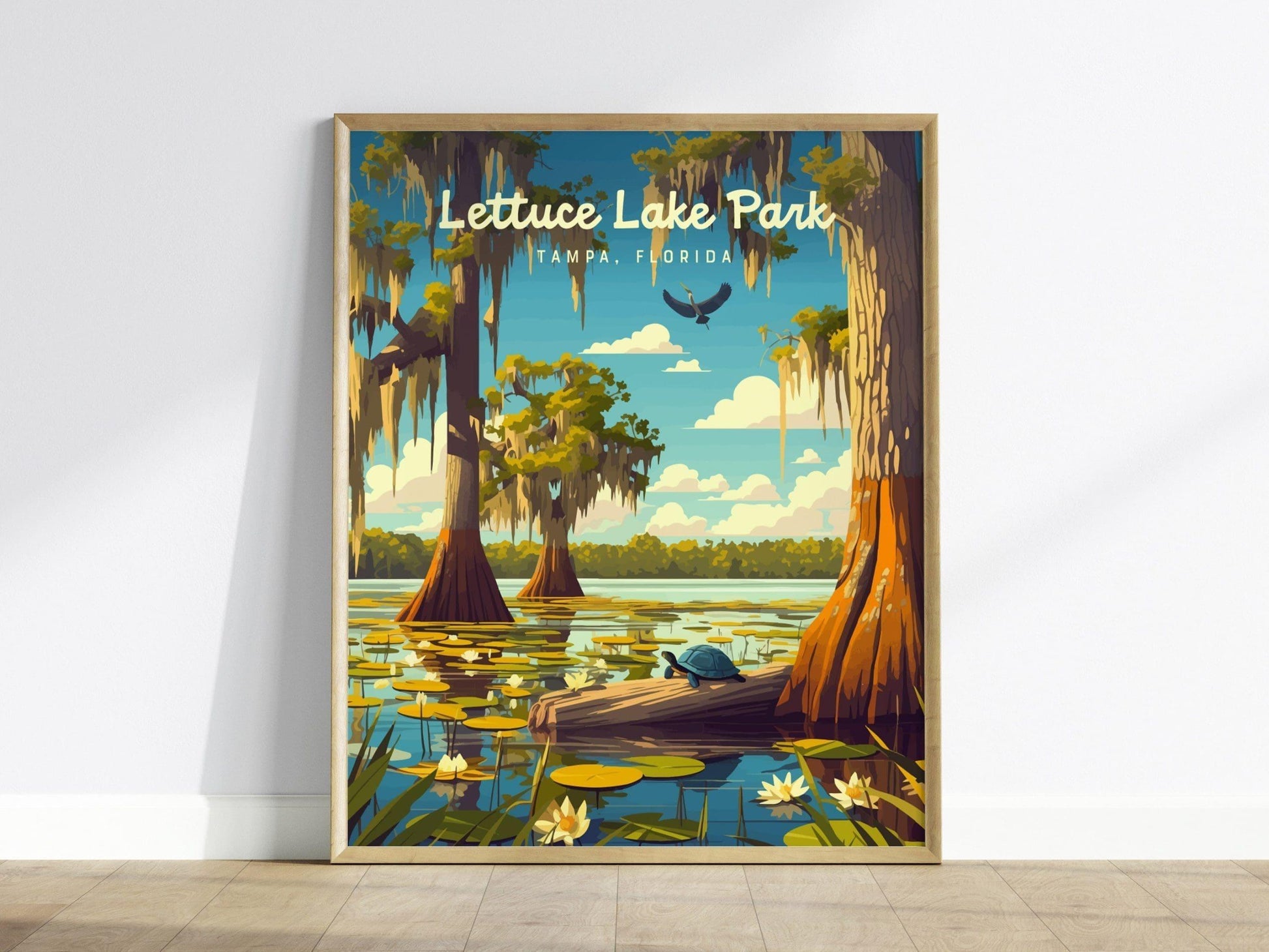 Lettuce Lake Park, Tampa, Florida Framed Wall Art, Hillsborough River Nature Conservation Poster Design Travel Print Cypress Home Decor Set - Swell Scenes