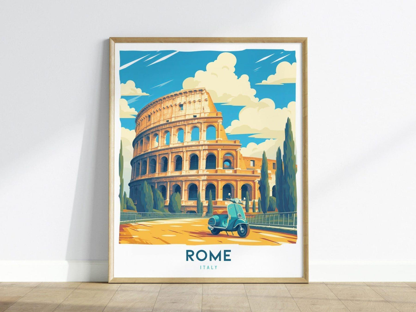 Rome Italy Travel Poster Wall Art, Rome Colosseum Poster, Coliseum Rome Wall Art, Italy Architecture Travel Print, Travel Gift Home Decor - Swell Scenes