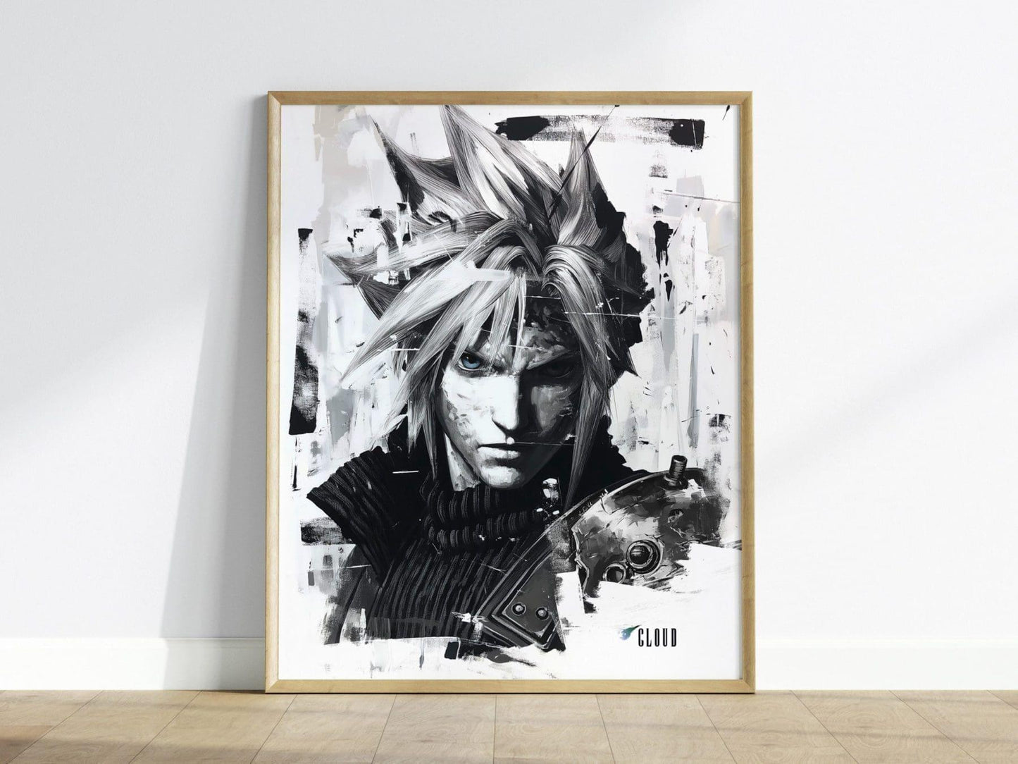 Cloud Final Fantasy VII Framed Wall Art - Limited Edition Fine Art Print, FF7 Poster, Final Fantasy VII Rebirth, Gamer Gift, Home Decor - Swell Scenes