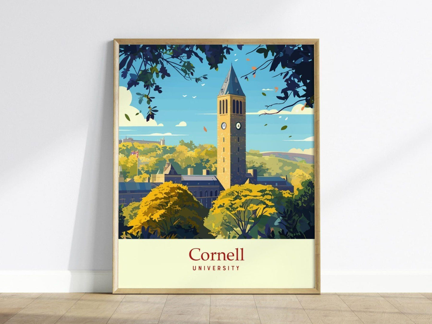 Cornell University, Ithaca, NY, Framed Travel Print | McGraw Tower College Campus Ivy League Alumni Wall Art Office Room Decor Poster Gift - Swell Scenes