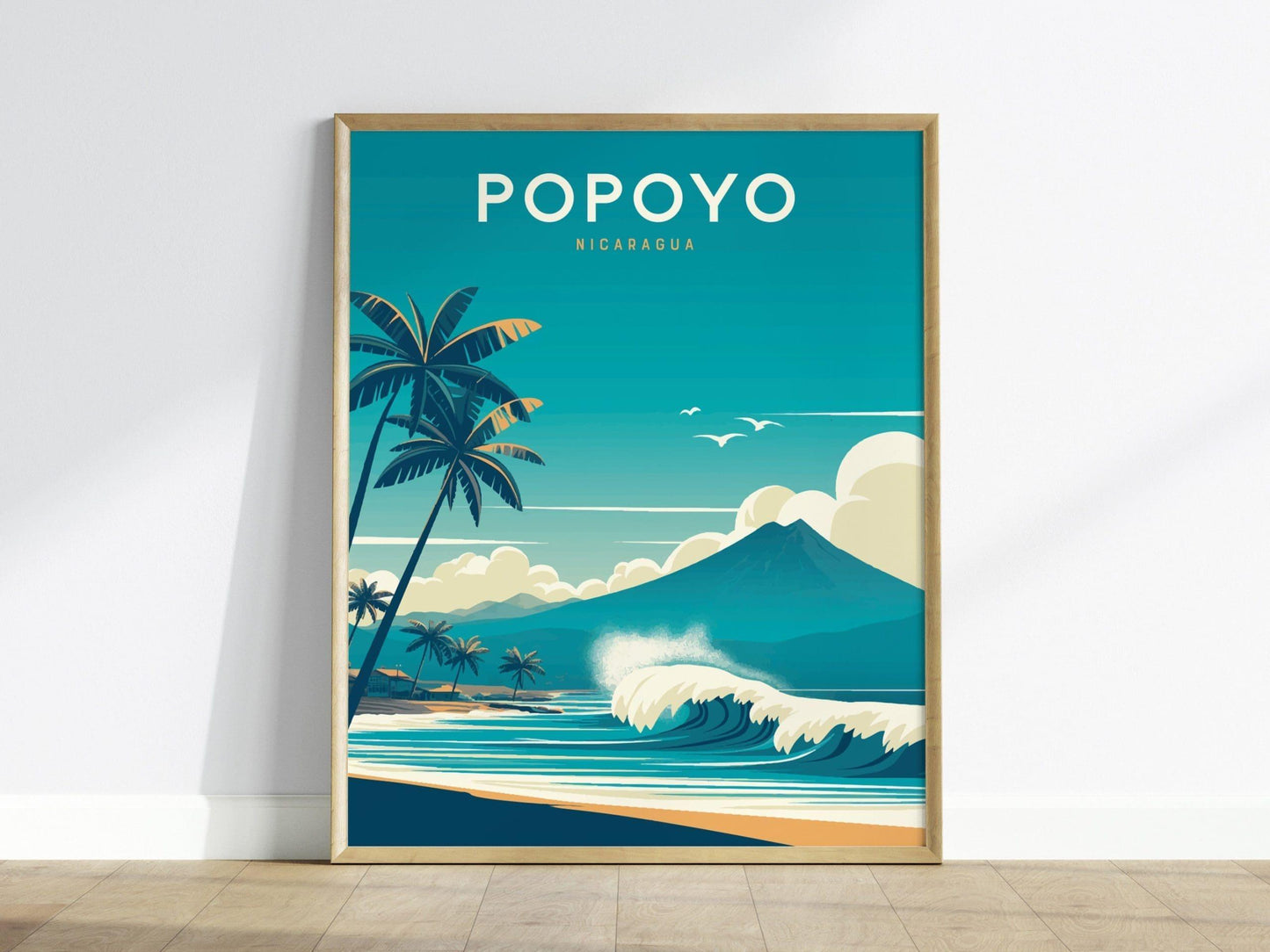 Popoyo Surfer Paradise: Nicaragua's Premier Wave Haven - Essential Art Poster for Surf and Travel Enthusiasts | Airbnb Coastal Home Decor - Swell Scenes