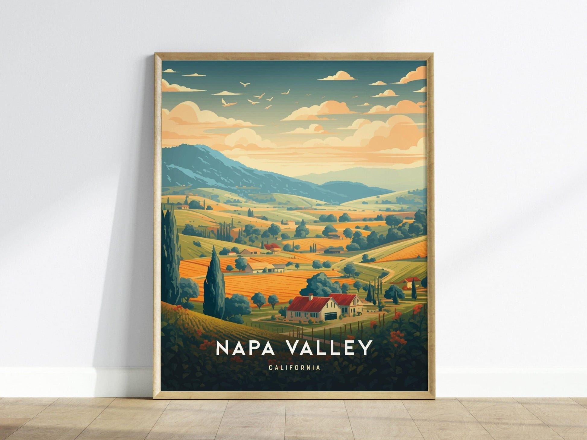 Napa Valley Travel Poster - California, Napa Valley Poster, Home Decor, Modern Travel Gift for Contemporary Housewarming Gift, Airbnb Decor - Swell Scenes