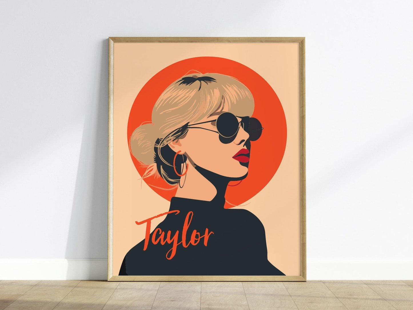 Taylor Swift Minimal Design Wall Art Poster | Pop Star Icon Fan Framed Print Female Musician Artist Portrait Eras Tour Home Decor Gift Set - Swell Scenes