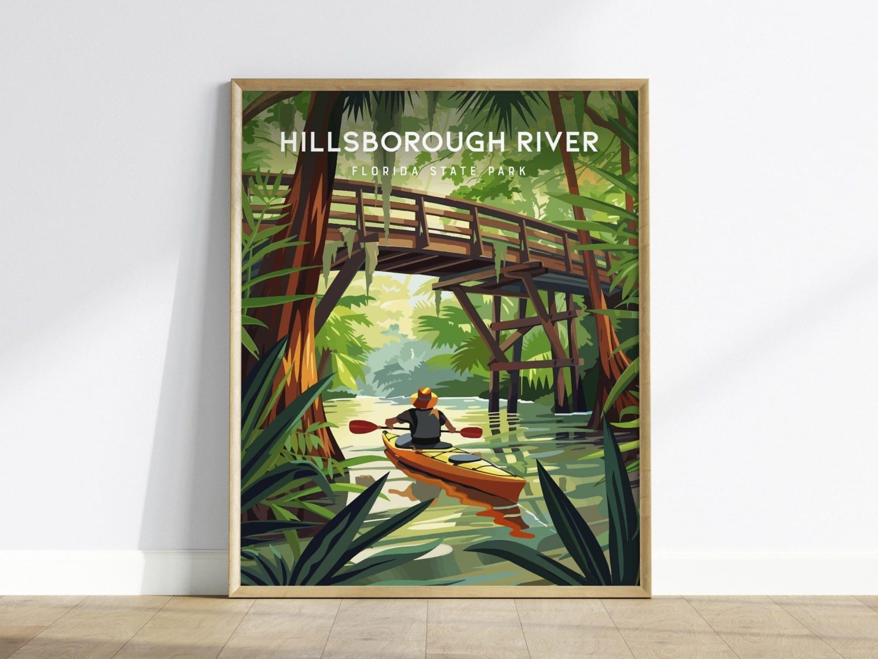 Hillsborough River State Park, Florida Framed Wall Art | Kayaking Tampa Lakeland Travel Design Print Central FL Outdoors Home Decor Set - Swell Scenes