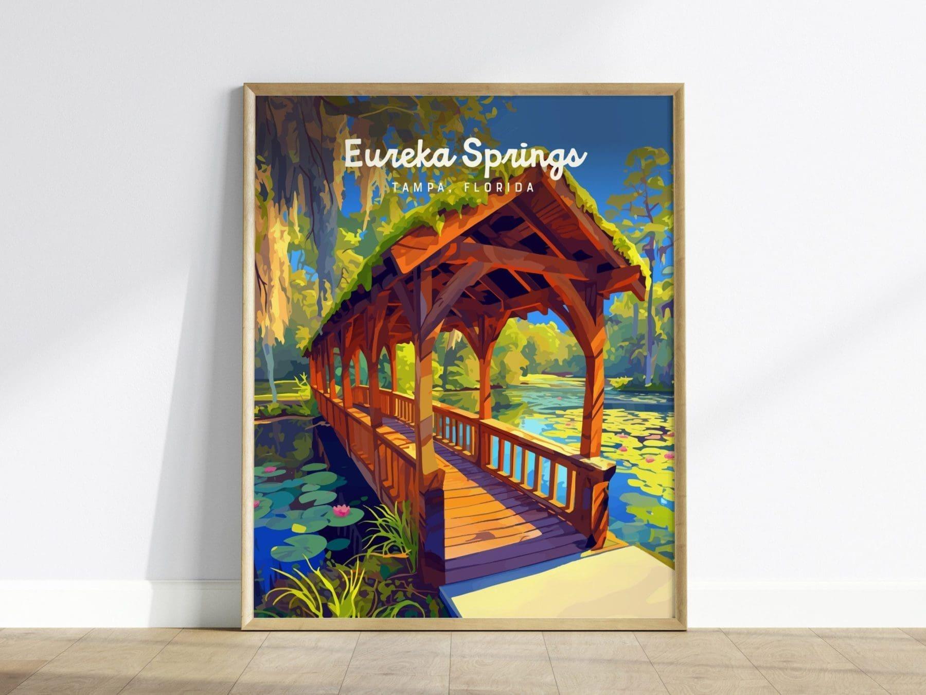 Eureka Springs Park, Tampa, Florida Framed Wall Art | Hillsborough Nature Forest Design Travel Print Central FL Outdoors Home Decor Set - Swell Scenes