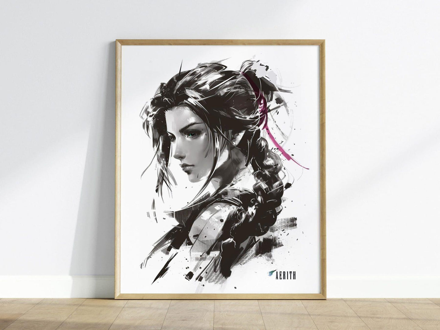 Aerith Final Fantasy VII Framed Wall Art - Limited Edition Aerith Print, FF7 Poster, Final Fantasy VII Rebirth, Gamer Gift, Office Decor - Swell Scenes