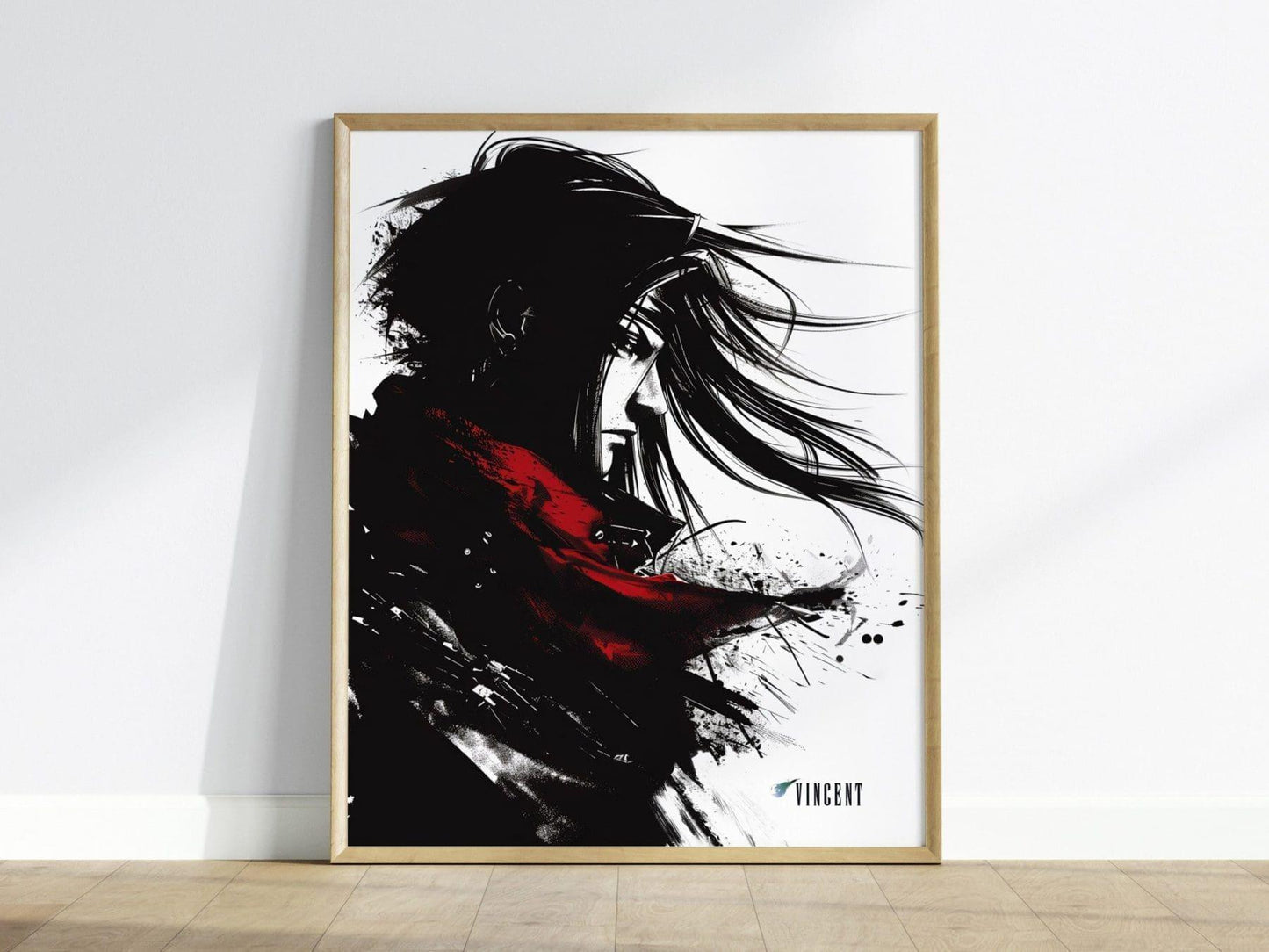 Vincent Final Fantasy VII Framed Wall Art - Limited Edition Print, FF7 Vincent Valentine Poster, Final Fantasy VII Rebirth, Gamer Decor Art - Swell Scenes