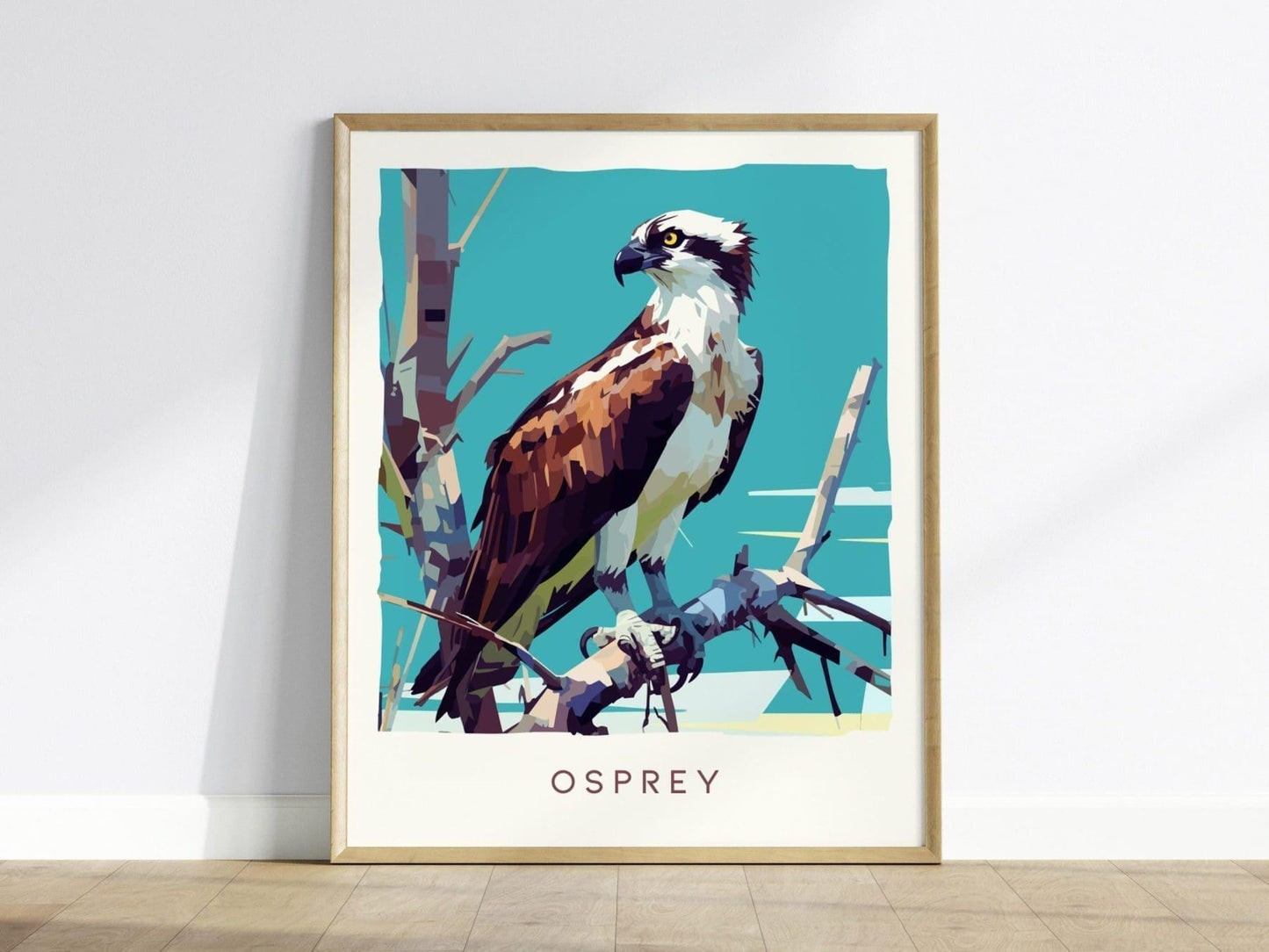 Osprey, Florida Birds Wildlife Framed Wall Art - Fish Hawk Tropical Bird Of Prey Poster Design Travel Print Home Beach Cottage Decor Set - Swell Scenes
