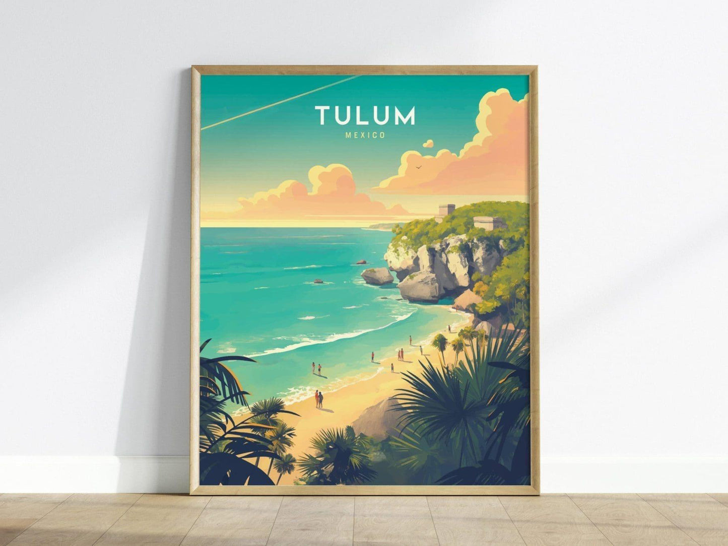 Tulum Mexico Framed Travel Poster, Tulum Mexico Framed Print, Tulum Mexico Wall Art, Mexico Travel Art, Custom Travel Gift, Airbnb Decor Art - Swell Scenes
