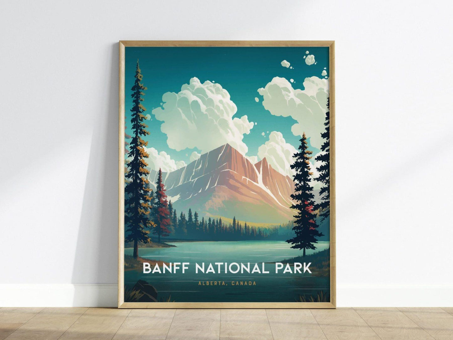 Banff National Park Travel Poster, Banff Canada Poster, Canada National Parks Travel Wall Art Print, Custom Travel Poster, Airbnb Wall Decor - Swell Scenes