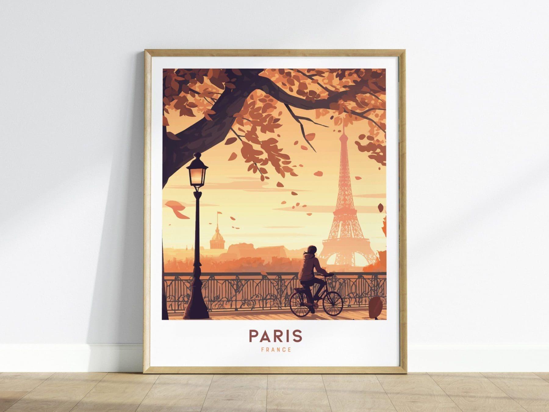 Paris Travel Print Framed Wall Art, Eiffel Tower Paris France Travel Poster, Europe Travel Poster, Traveler Home Decor, France Traveler Gift - Swell Scenes