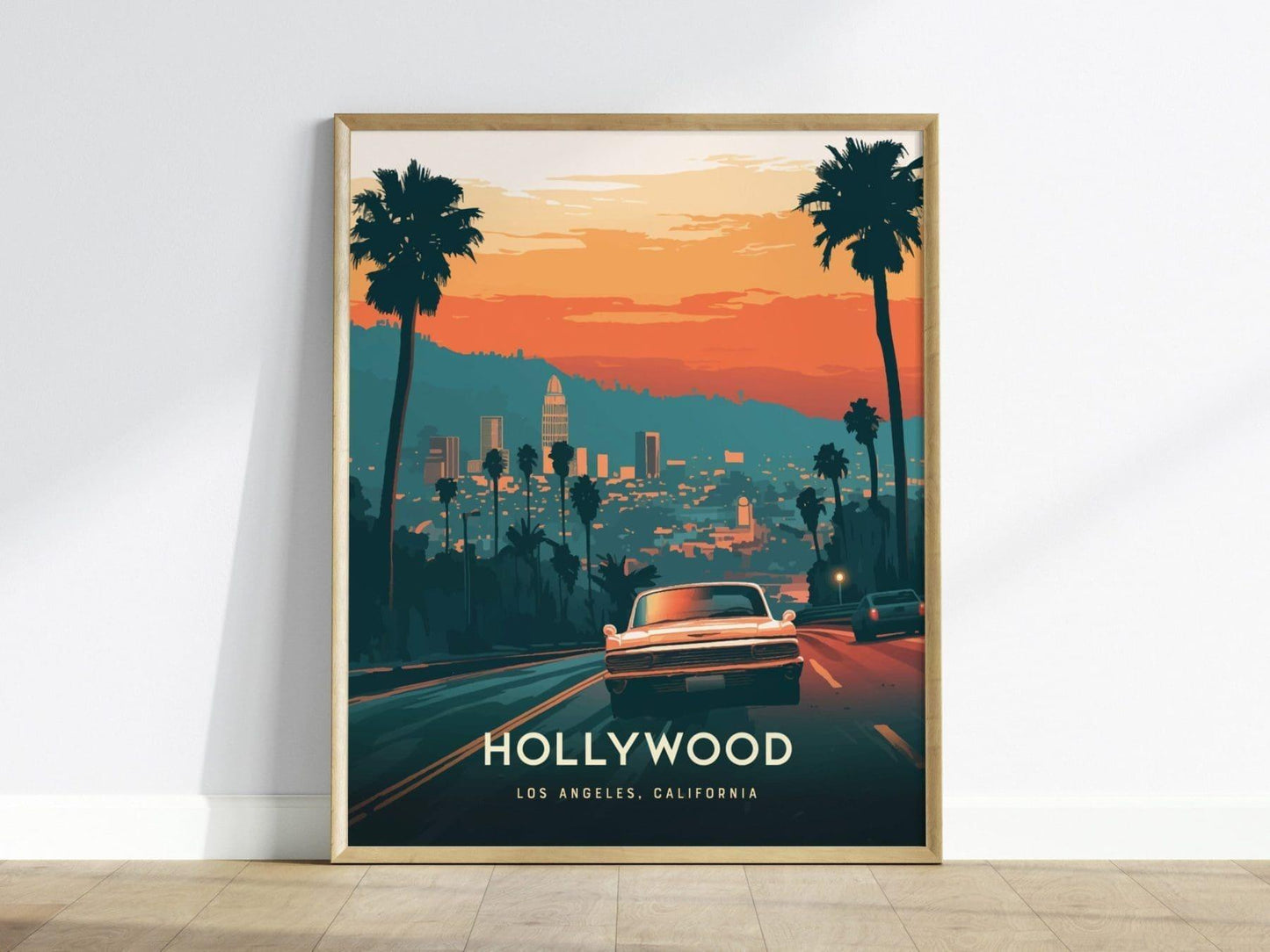 Hollywood Framed Travel Poster, Hollywood Los Angeles Poster Print, Hollywood Custom Travel Print, Personalized Travel Poster, Home Decor - Swell Scenes