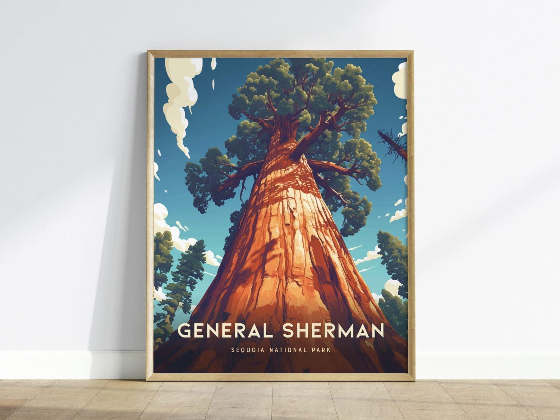 General Sherman Tree, Sequoia National Park Framed Travel Print, Sequoia National Park Travel Poster, National Parks Traveler Gift Souvenir - Swell Scenes