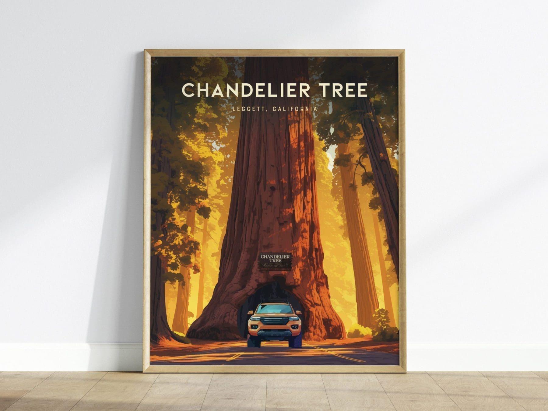 Chandelier Tree in Drive-Thru Tree Park Framed Travel Print, Chandelier Tree Park Travel Poster, Chandelier Tree Traveler Gift Souvenir Art - Swell Scenes
