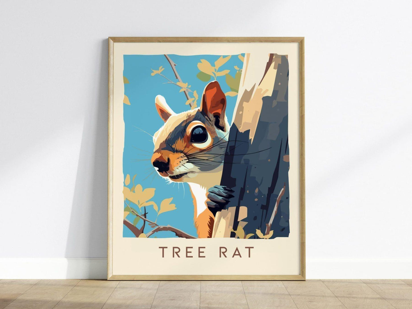 Tree Rat, Urban Wildlife Series, Squirrel Framed Wall Art - City Animal Collection Poster Design Print Funny Gift LA NYC Decor Statement Set - Swell Scenes