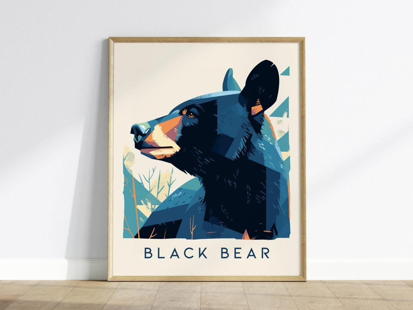 Black Bear, Wildlife Series, Appalachian Framed Wall Art - North American Big Game Nature Poster Design Print Woods Forest Cabin Decor Set - Swell Scenes