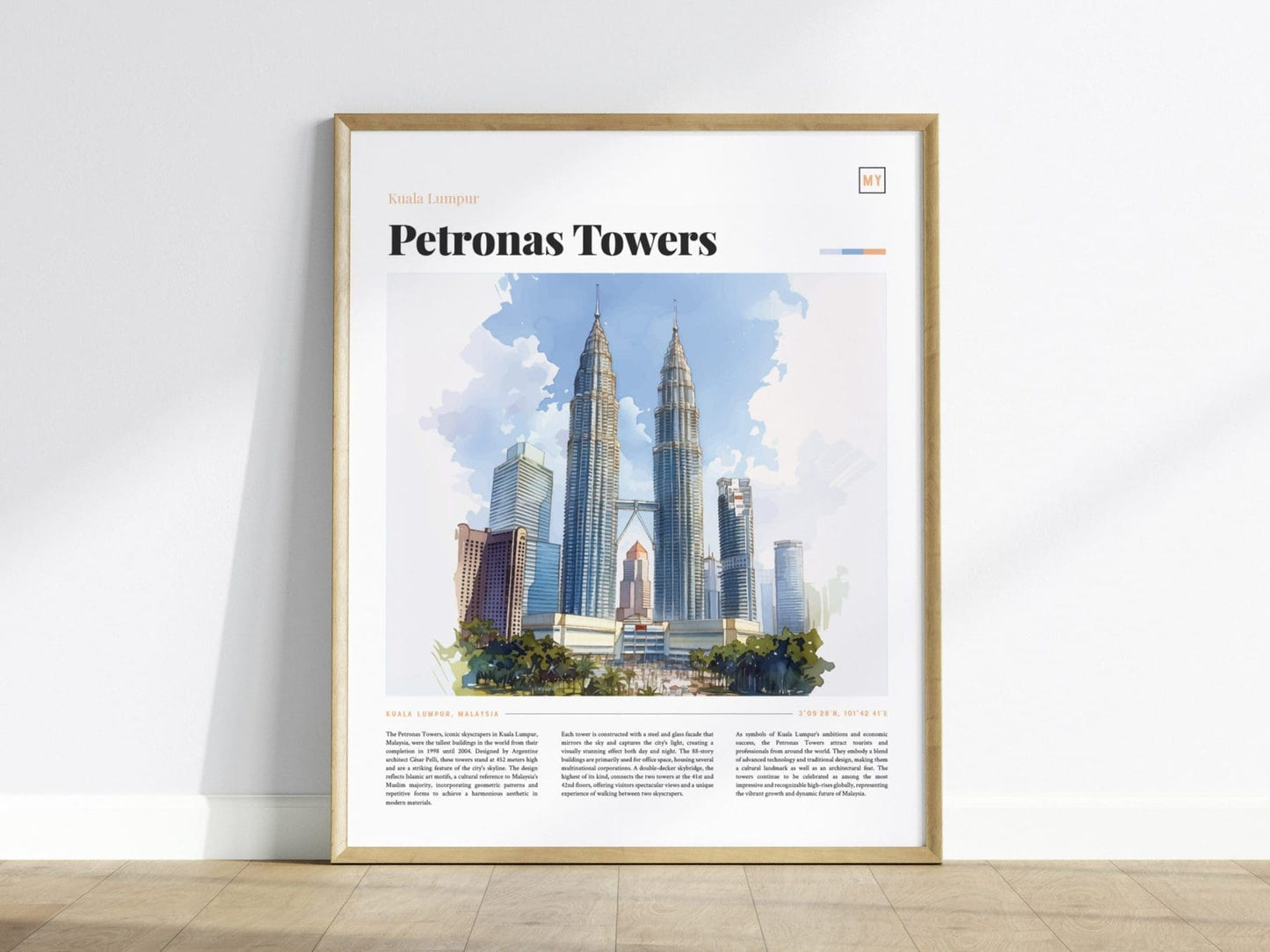 Kuala Lumpur Skyline Framed Poster, Petronas Towers Malaysia Poster, Kuala Lumpur Art, Kuala Lumpur Print, Malaysia Petronas Towers Decor - Swell Scenes