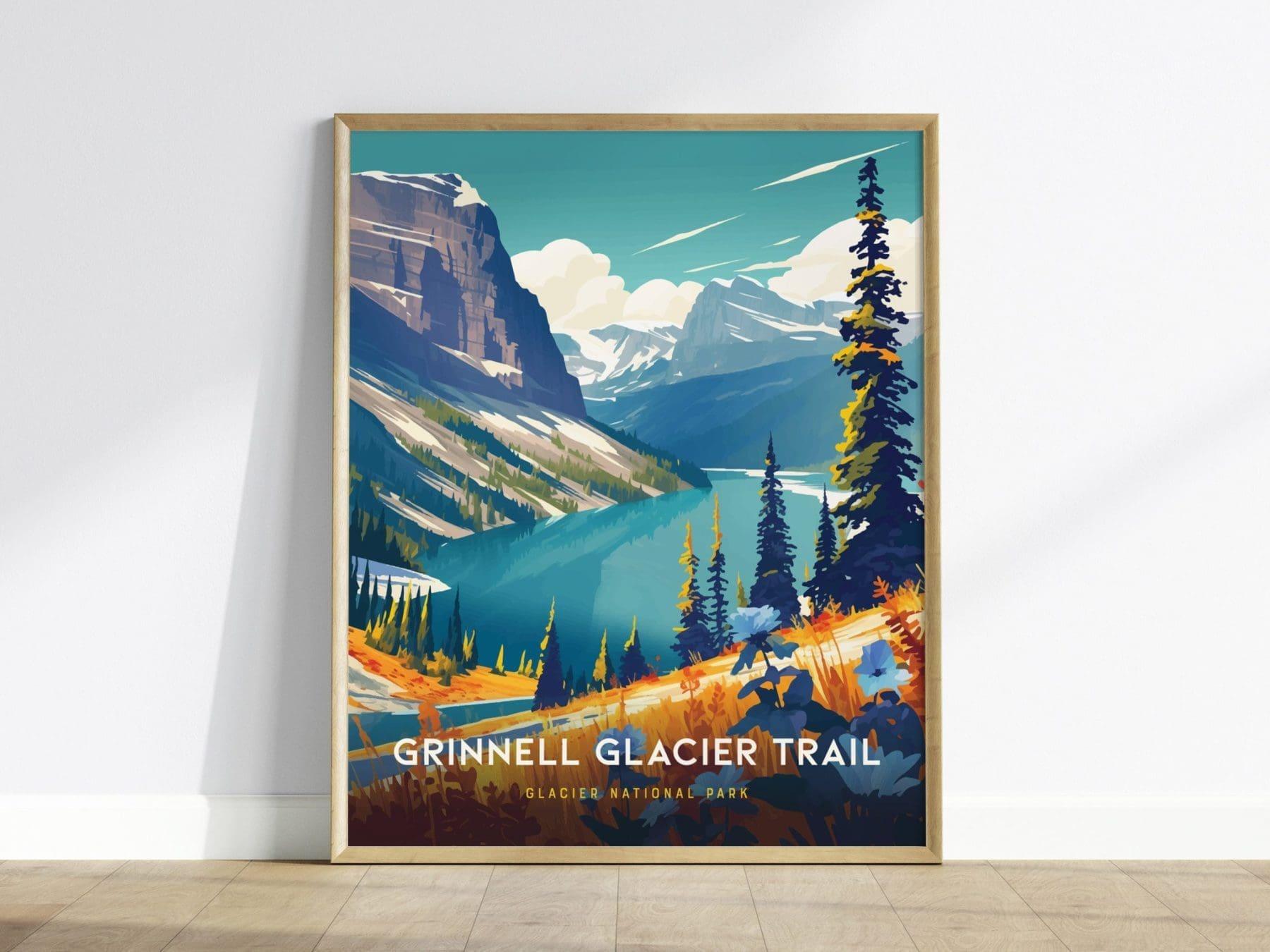 Grinnell Glacier Trail - Glacier National Park Framed Travel Poster, Glacier Montana Poster, National Parks Custom Travel Home Decor - Swell Scenes