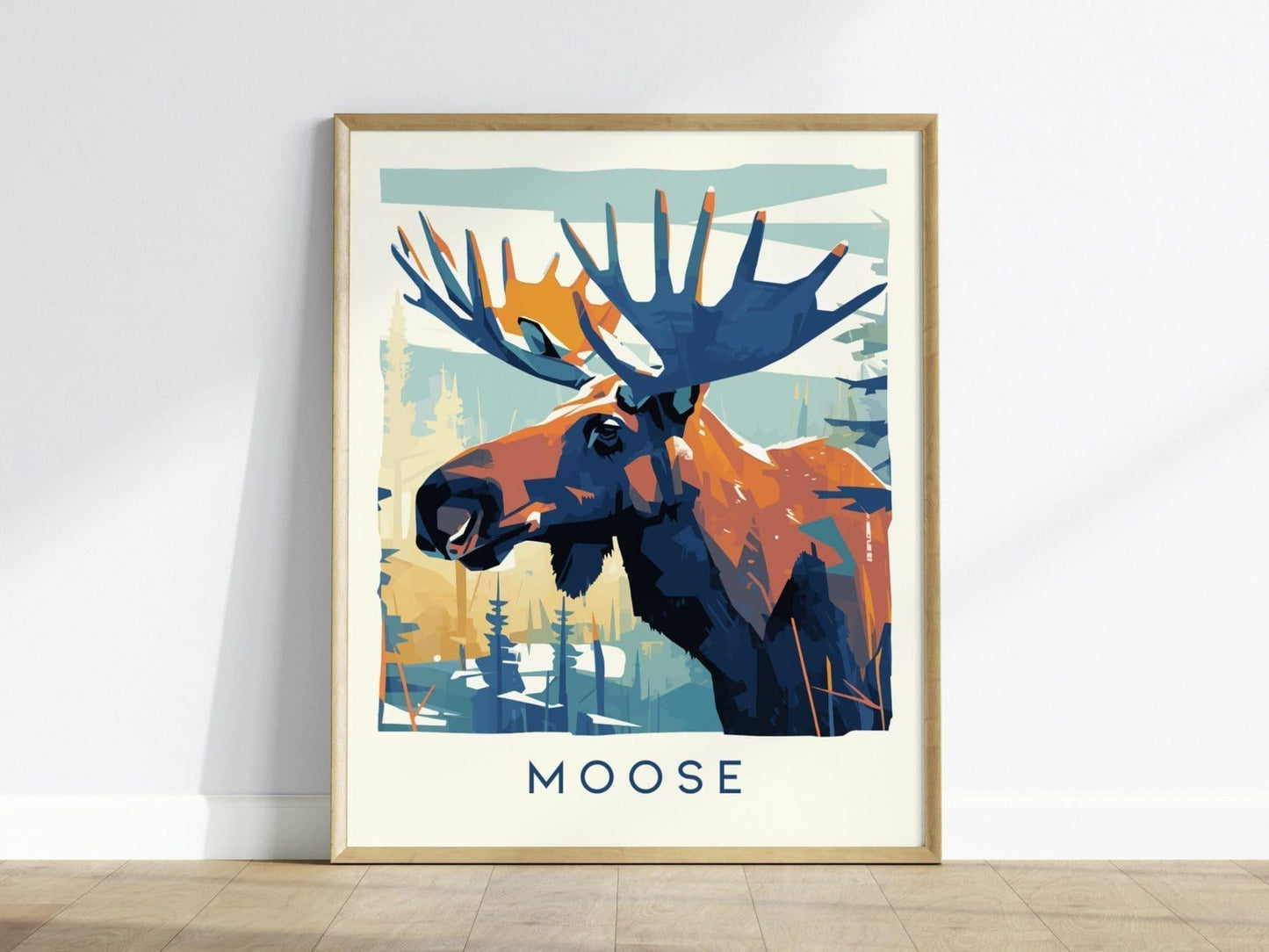 Moose, Wildlife Series, Swamp Donkey Framed Wall Art - North American Big Game Buck Deer Hunting Nature Poster Design Print Decor Gift Set - Swell Scenes