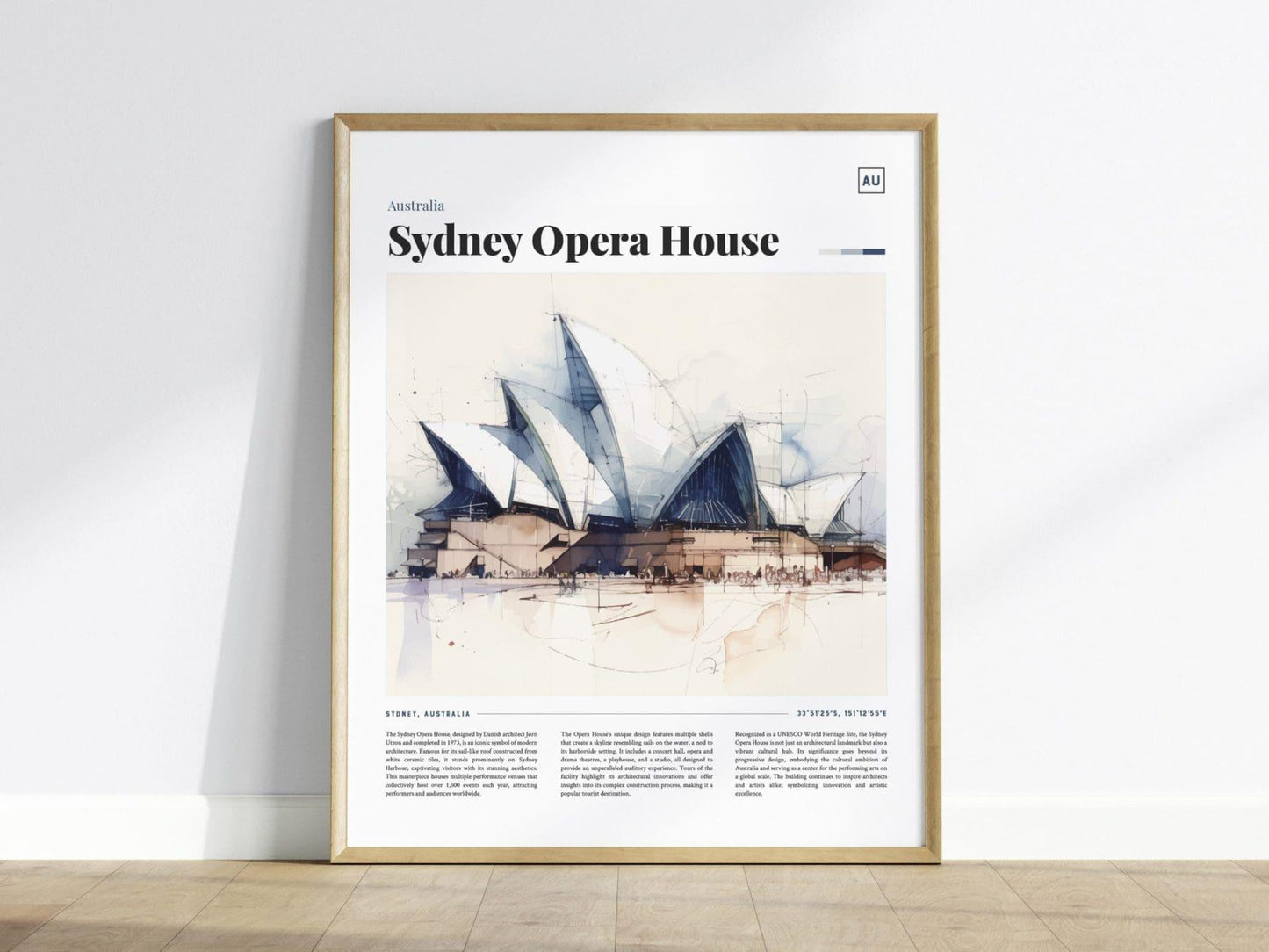 Sydney Framed Travel Print, Sydney Poster, Sydney Wall Art, Sydney Art Print, Sydney Skyline, Sydney Opera House, Architecture Series Decor - Swell Scenes