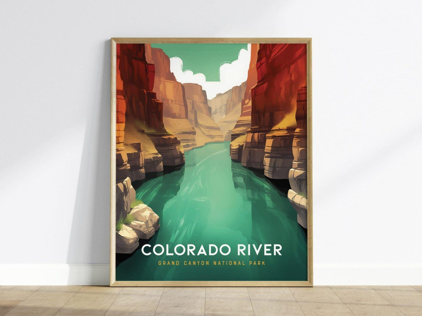 Colorado River Grand Canyon Arizona Framed Travel Poster, Grand Canyon Travel Poster Print, National Parks Wall Art, Birthday Present Decor - Swell Scenes