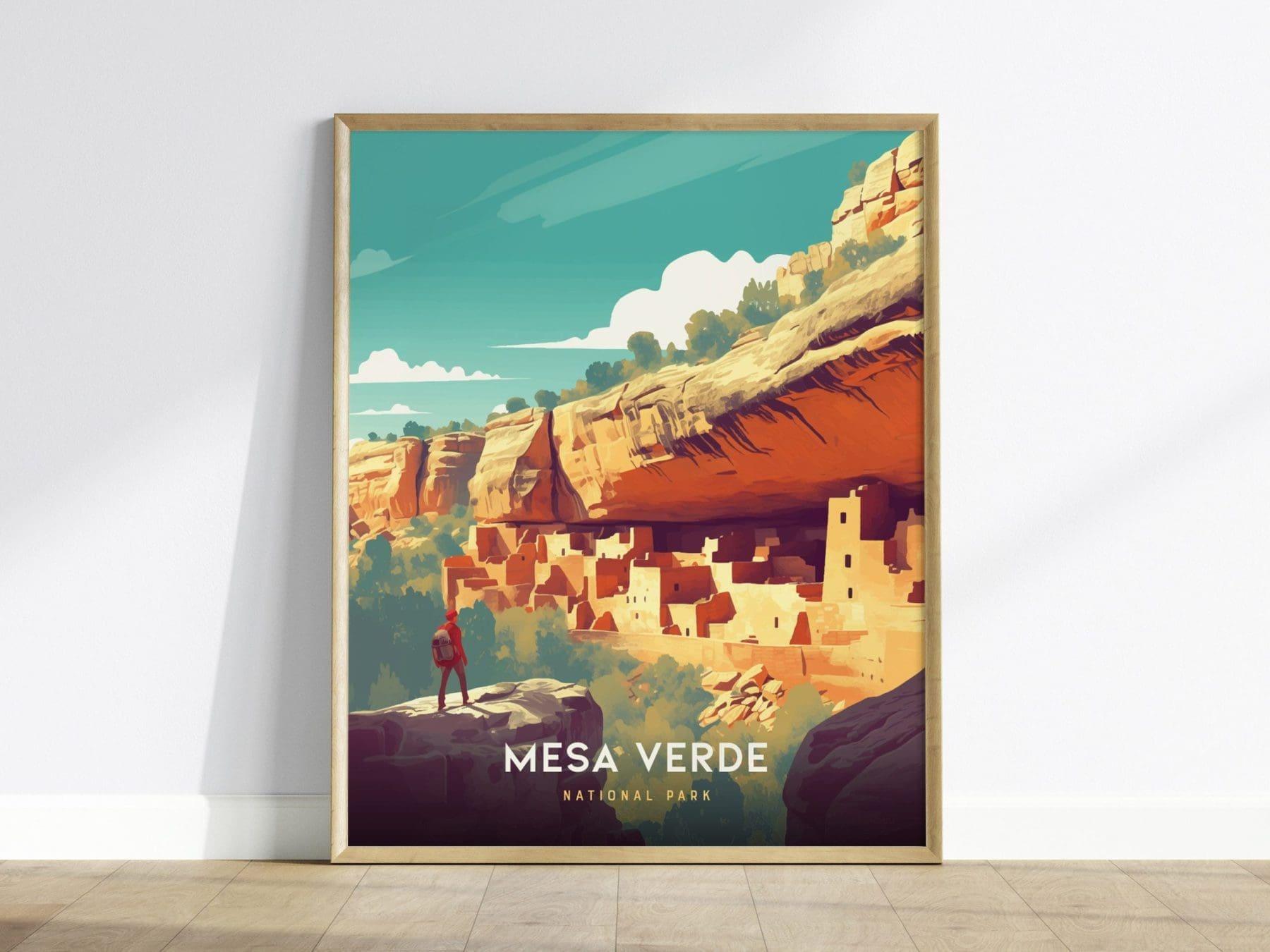 Mesa Verde National Park Poster, Colorado Archaeological Site Wall Art, Framed/Unframed Mesa Verde Print, National Park Souvenir Gift - Swell Scenes